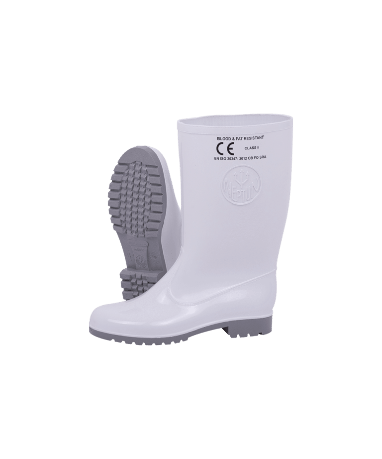 Women's White Grey Oil And Acid Resistant Gumboot